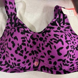 Livi Active Purple and Black Leopard-Print Support Bra
